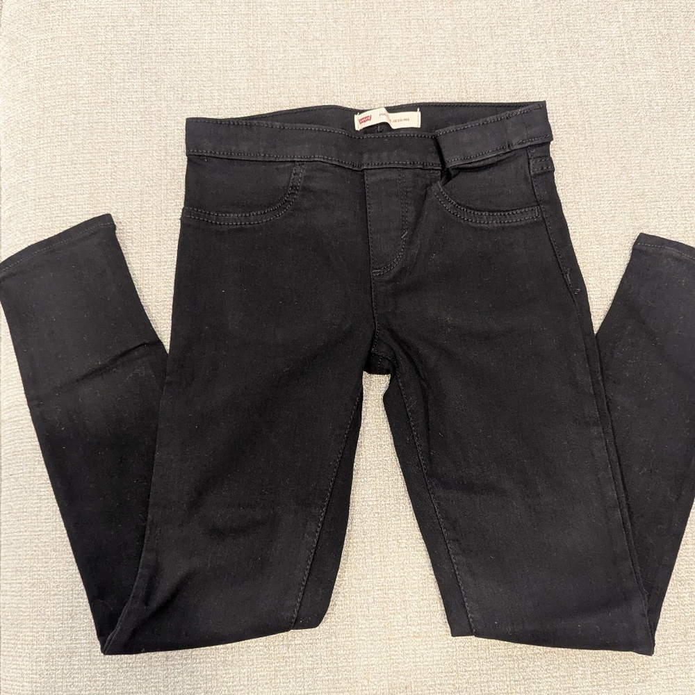 Levi's Girls Mid Rise Black Stretch pull on jeggings for kids, size 8 - NWOT